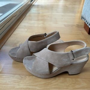 Tan Suede Clarks Brand Wedge